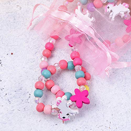 KESYOO — Pulseira de colar de princesa com unicórnio para meninas e joias de madeira