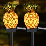 Garden Decor Solar Stake Lights - 2 Pack Outdoor Pineapple Waterproof Lights Pathway Yard Lawn Walkway Decoration