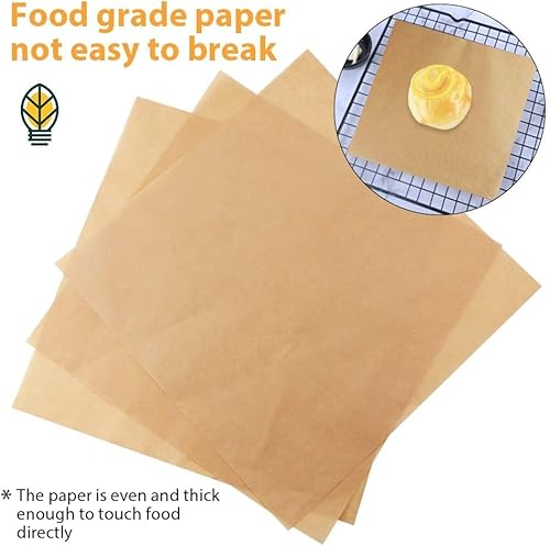 Miniatura 6 de 200 hojas de papel encerado a prueba de grasa (12 x 12 pulgadas)  Kraft natural precortado, revestimientos para cestas de alimentos y envoltorios de