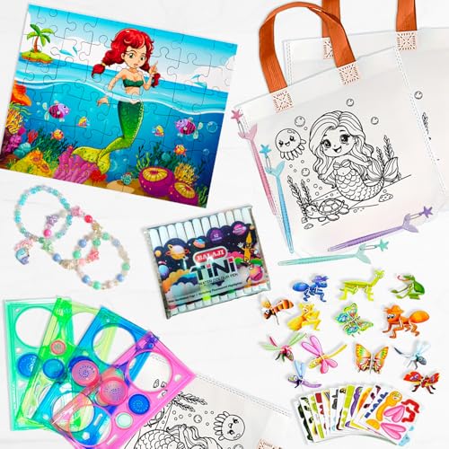 Image of Party Propz Birthday Return Gifts for Kids - 70Pcs for 10 Guest | Mermaid Theme Party Favors Pack | Return Gifts for Kids Age 6-8 | Stationery Set