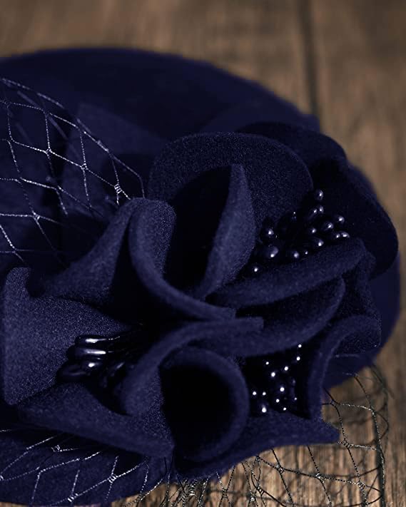 Women's Vintage 100% Wool Felt Cloche Bucket Bowler Hat Winter Vintage Bow Fedoras Church Fascinator - Image 4