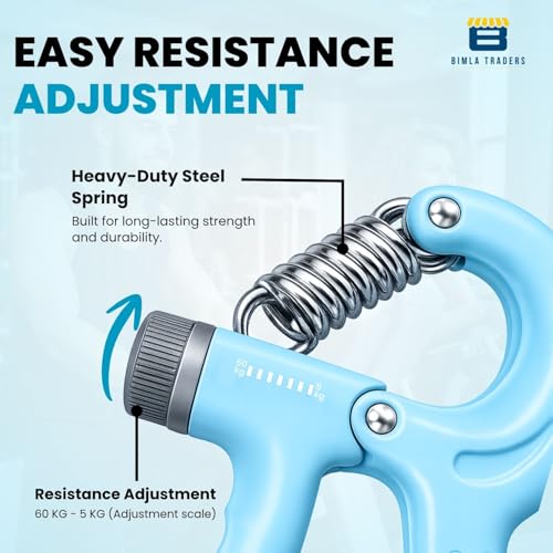 Image of CRAE Hand Gripper - Adjustable Grip Strengthener for Forearm, Wrist & Finger Workout Men & Women Capacity 60 kg (Blue)