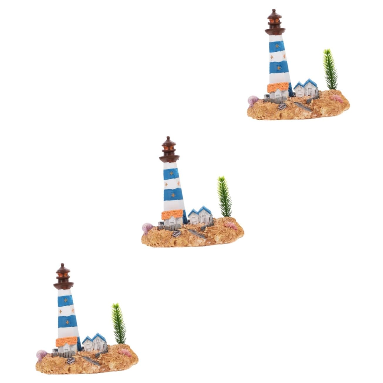 PRETYZOOM 3 Pz Ornamenti per acquari Decorazione marina Ornamento da scrivania del faro grotta delle decorazioni dell'acquario ornamento del faro micro paesaggio faro resina