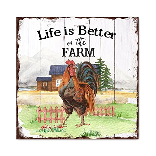 Panneau mural en bois de 40,6 cm avec gravure Life is Better on The Farm