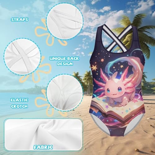 Image of Xpyiqun Swimsuit for Girls One Piece Bathing Suits Size 5-14 Sleeveless Swimwear Cross Shoulder Strap Swimming Wear