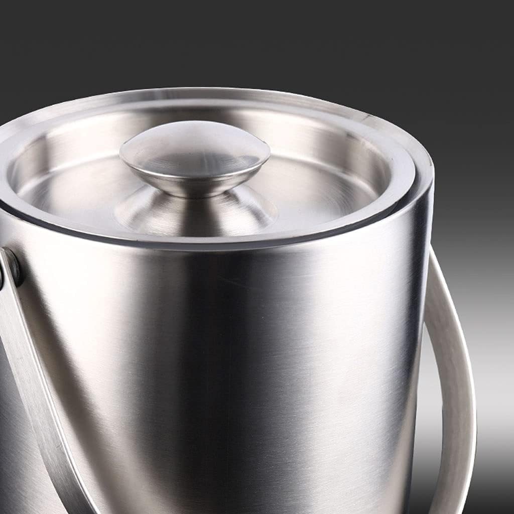 Cubitera Botella Vino Cubo de Hielo de Acero Inoxidable de Doble Capa, fácil de Transportar, con asa, para Bebidas, con Tapa, contenedor de Hielo para Vino, champán, Cerveza, Fiesta