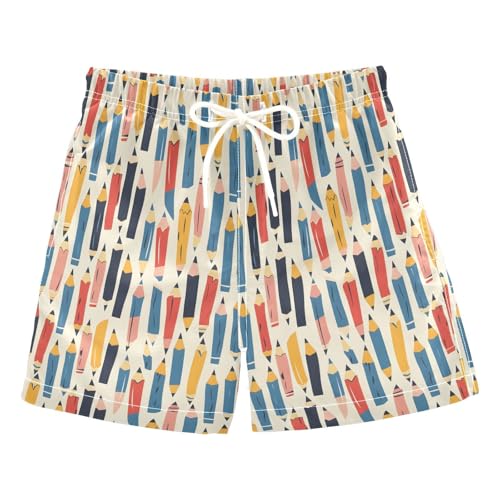 ALAZA Colored Pencil Seamless Boys Quick Dry Beach Board Shorts Kids Swim Trunks Bathing Suit Swimsuit 2T Multicolor