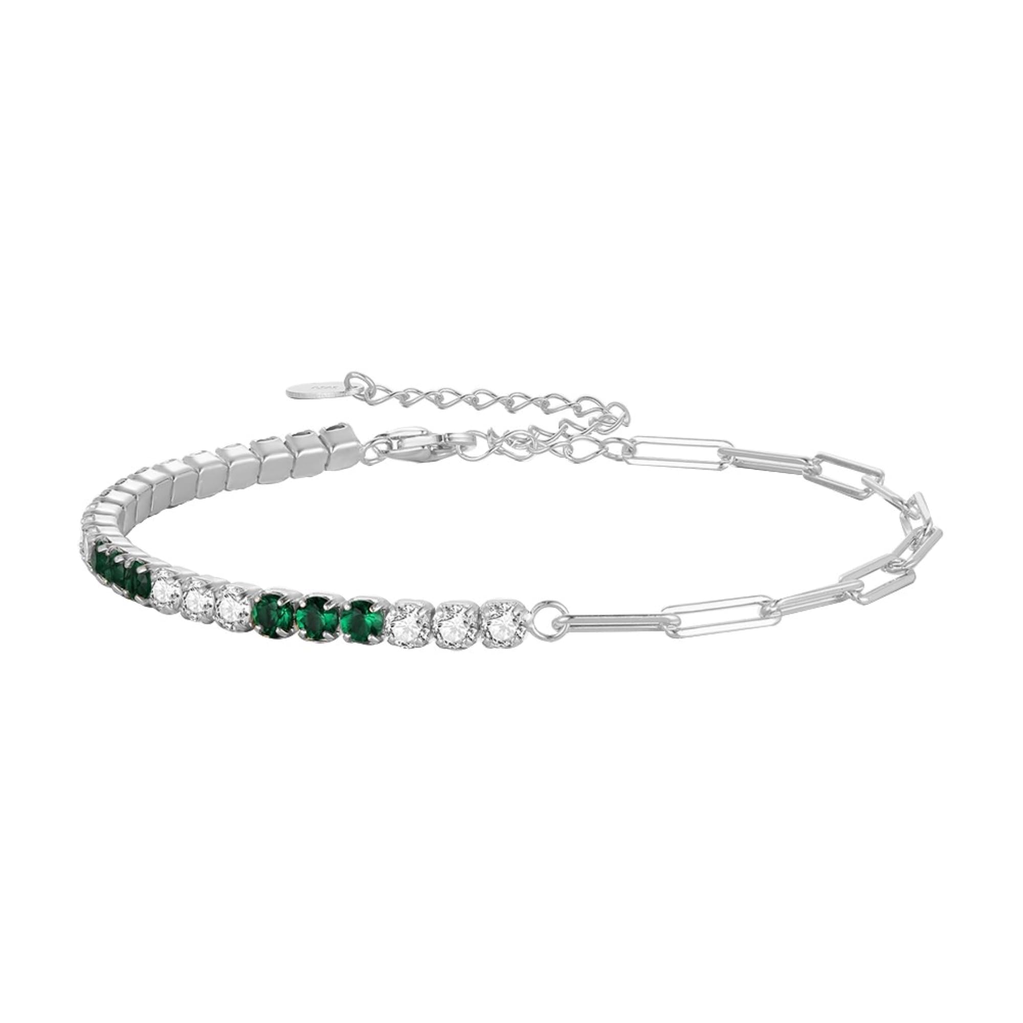 Bracciale da Tennis & Catena a Graffetta in Argento 925 con Zirconi Brillanti per Donne e Ragazze, Placcato Oro, Braccialetto Infinito con Zirconia Cubica per Lei