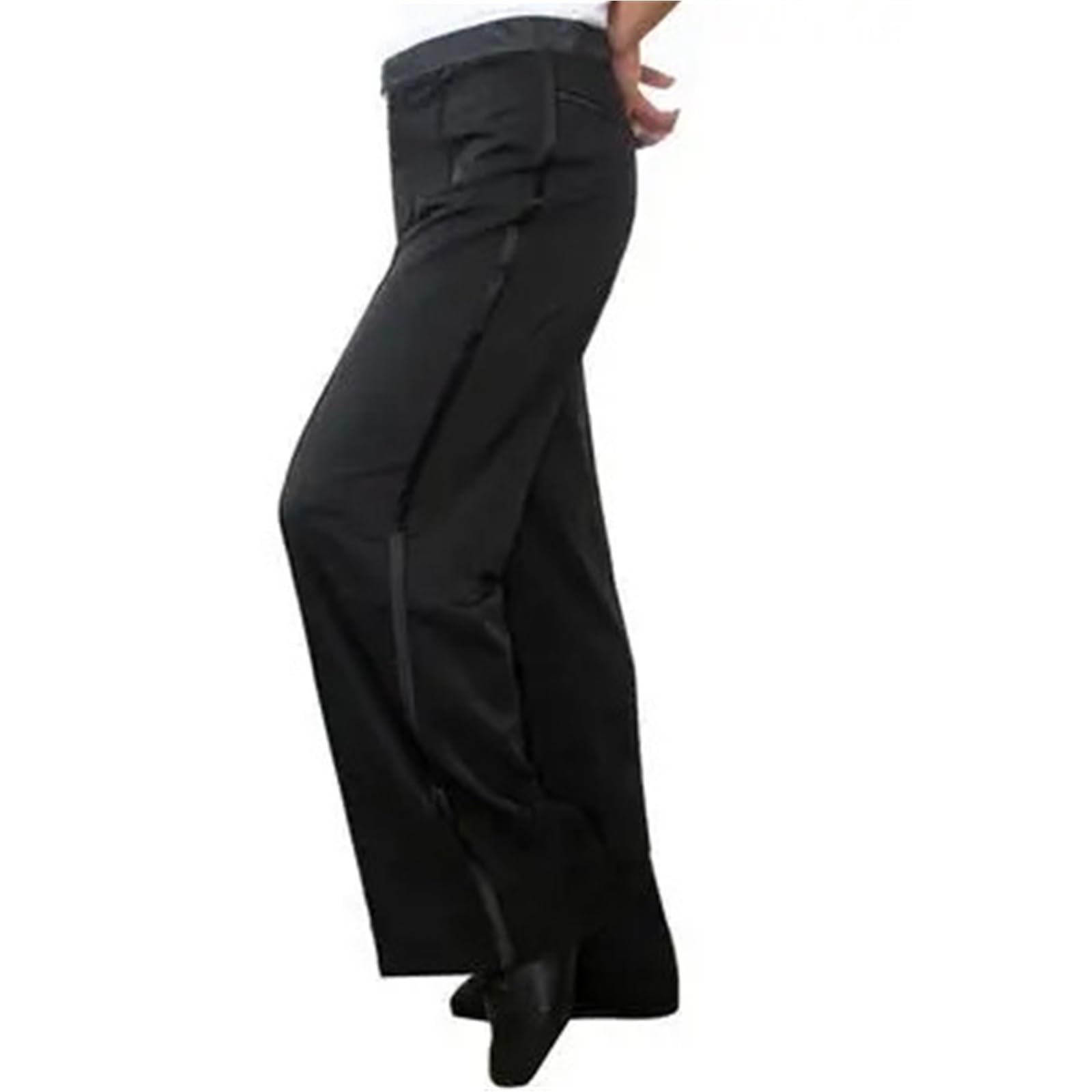 Pantalones De Baile Latino Hombre Pantalones de Baile Latino/Jazz for Hombre, Negros, for salón, for práctica y actuación(Black Lace Section,Waist 80CM)