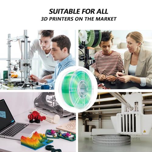 Image of iBOSS Gradient PLA Plus 3D Printer Filament 1.75mm + /-0.02mm, 1kg Spool (2 2lbs) Transparent Tri Color 3D Printing Filament, PLA Pro 3D Filament, Fit Most FDM Printer(Transparent Purple Blue Green)