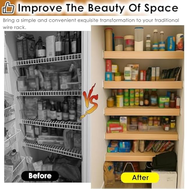 Wire Shelf Cover for Pantry 5 Pack, Custom Size Imitation Wood Grain Wire Rack Covers for Closet/Kitchen/Laundry Room, Waterproof PVC Composite Sheet(50x16x2in)