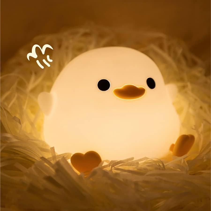 Image of S NMT Cute Duck Night Light for Children,Soft Silicone Sleep Light with USB Rechargeable,Touch Sensor Nightlights for Kids Room Gift