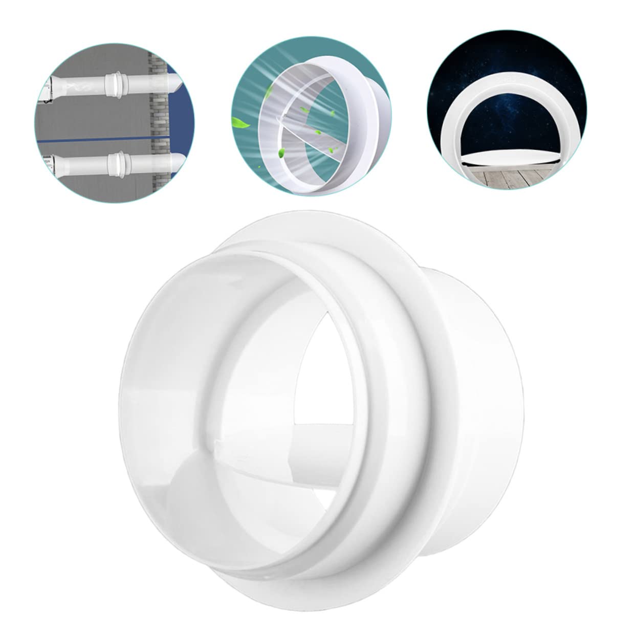 SHINEOFI 4 Stück Duct Connector für Luftventilation Rückschlagventil für Abluftschläuche Einfache Installation Material Langlebig Kompatibel mit Heizungs und Kühlanlagen