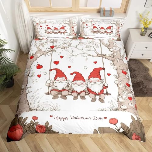 NDXRWDZR 布団セット かわいい小人 枕カバー付寝具 柔らかい 通気性 抗菌 防臭 防ダニ ポリエステル布団カバー 190x210 cm + 2 枕カバー 43x63 cm