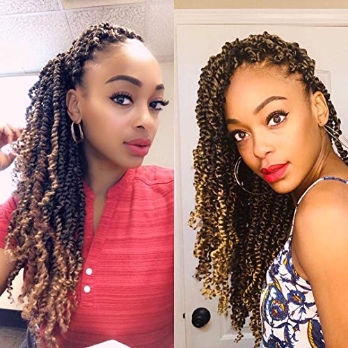 AMELI Pre-twisted Passion Twist Crochet Hair Pre-looped Crochet Hair 7 Packs Passion Twist Hair 18 Inch Crochet Braids Water Wave Braiding Hair Extensions (T30) …