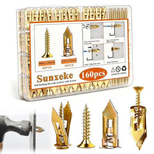 160Pcs Self Drilling Drywall Anchors with Screws