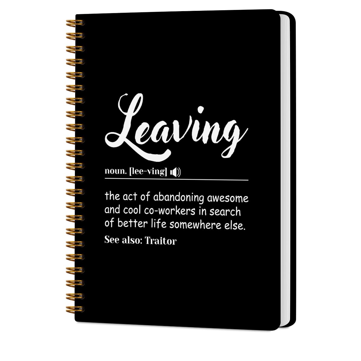 CQM Leaving Definition Hardcover Spiral Notebooks for Work, Farewell Gifts for Coworker Colleague, Notebook College Ruled, New Job Gifts for Coworker, Journal for Writing Note Taking — image 1