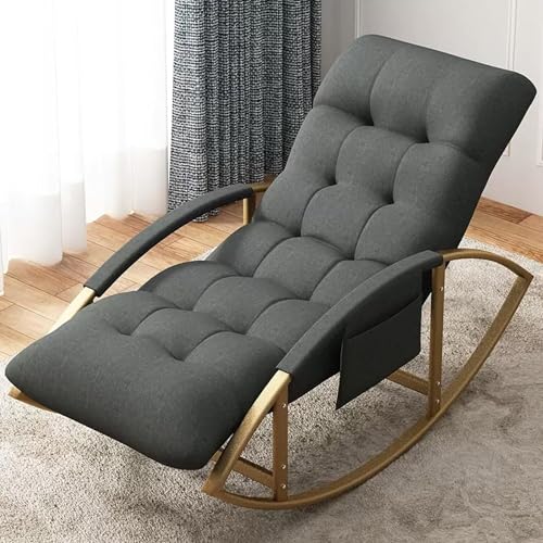 Cómodo juego de mecedora y reposapiés, silla de salón moderna con cojín suave, reposabrazos y bolsillos laterales para sala de estar y relajación en el coche