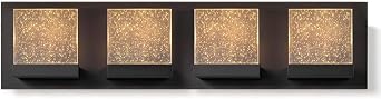 Modern Bathroom Vanity LED Lighting Fixtures 4-Light, 24 Inch, Seeded or Frosted Acrylic Style, Integrated LED 3000K Warm White, Dimmable, 40W Seeded Acrylic
