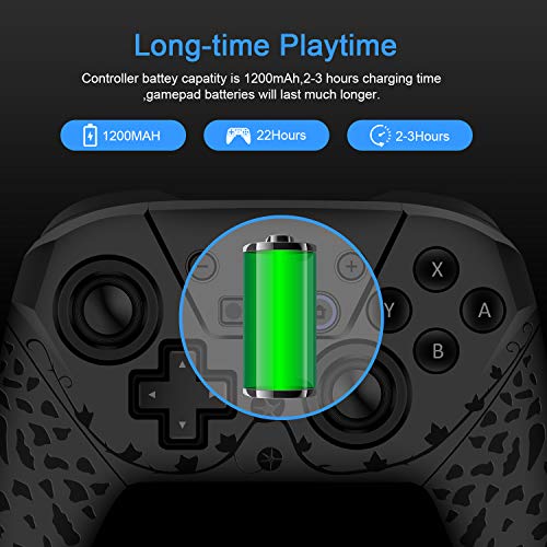 Wireless Switch Pro Controller for Switch/Switch Lite,1200mAh Built-in Rechargeable Battery Controller Gamepad Joystick. Support Screenshot and Twitch Movement, Compatible with Windows PC (Black) - Thumbnail 7