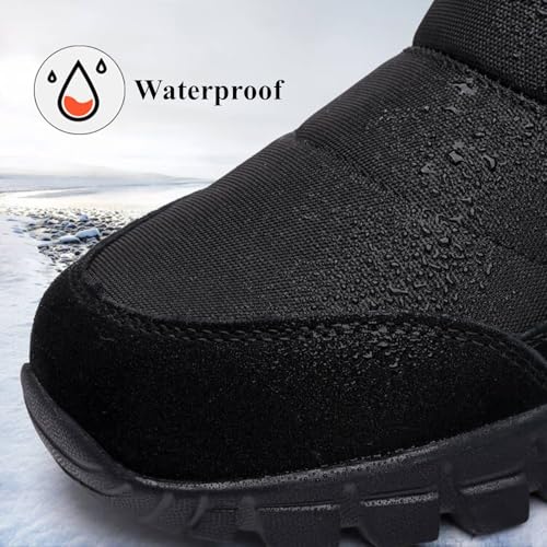 DADAWEN Men's Snow Boots Anti-Slip Waterproof Outdoor Shoes Warm Fur Lined Mid-Calf Winter Snow Boots2