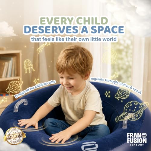 Image of CalmOrbit Inflatable Sensory Spinning Chair for Kids, Sensory Toys for Kids with Autism & ADHD, Giftable 360 Spin Rocking Chair, Kids Sensory Chair, Autism Sensory Products for body coordination. Blue