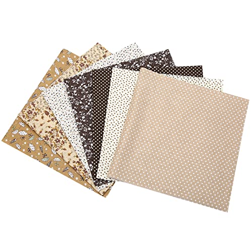 Image of Cotton Fabric DIY Making Supplies Quilting Patchwork Fabric Fat Quarter Bundles DIY for Quilting Cotton Patchwork Cushions (Brown, 20 inch x 20 inch)
