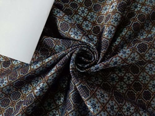 Tissu brodé Brocart BRO853 argent bleu pour exprimer votre passion de la couture d'art