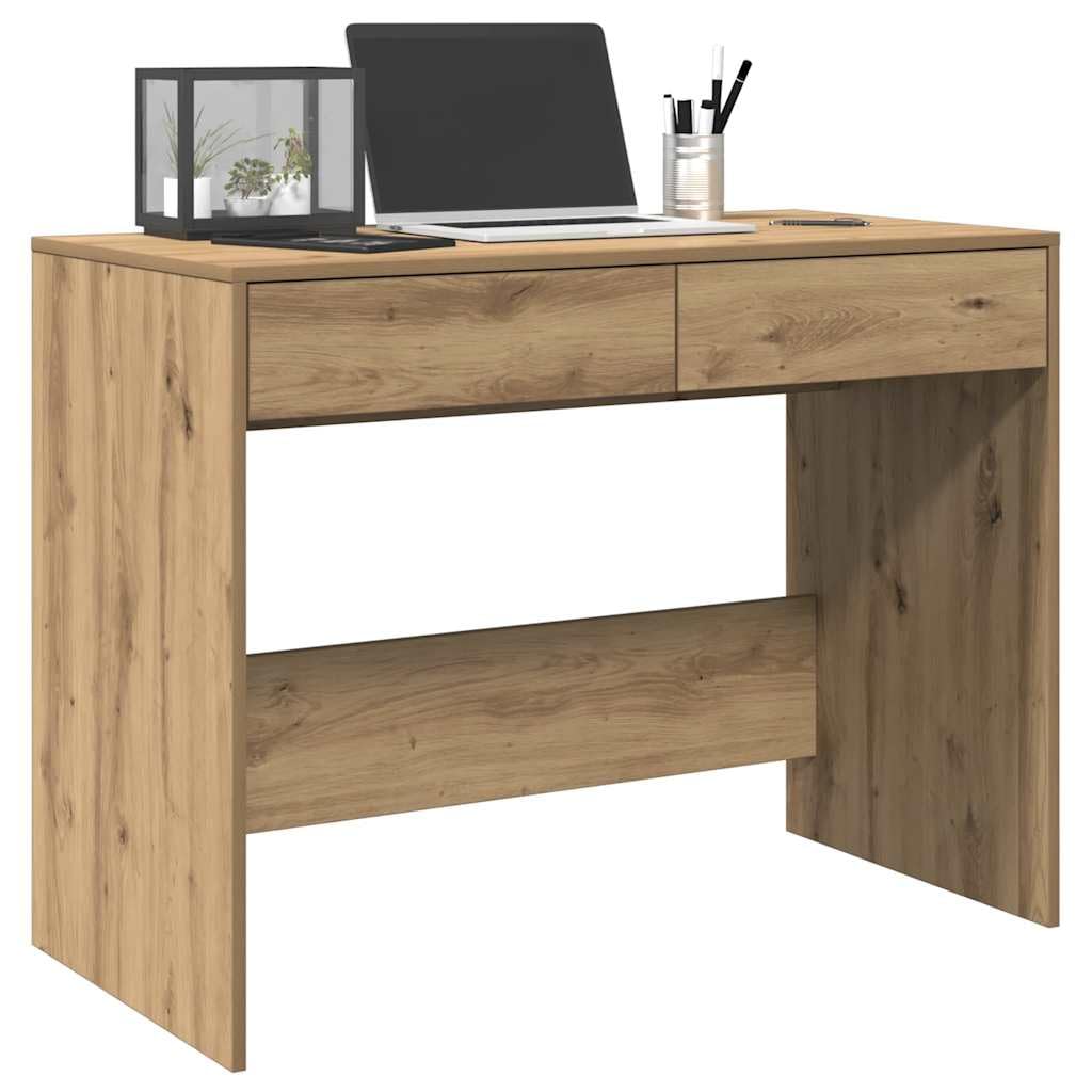 Schreibtisch Artisan-Eiche Holzwerkstoff 101x50x76,5 cm mit Schublade Stauraum für Homeoffice Arbeitszimmer und Jugendzimmer ergonomisch platzsparend Ablage für PC Laptop und Gaming