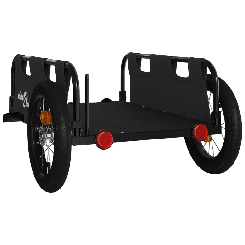 Willood Fahrradanhänger Lastenanhänger Fahrrad Transportanhänger Anhänger Schwarz Oxford-Gewebe und Eisen 123 x 52.5 x 33 cm
