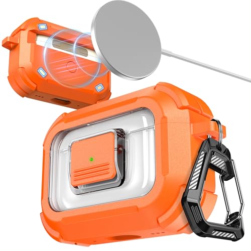Image of RFUNGUANGO AirPods Pro 3 Case MagSafe Magnetic Automatic Lock, Orange
