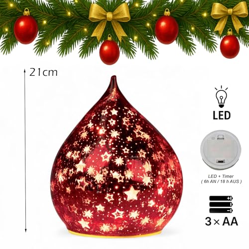 Lampe en verre craquele rouge formano veilleuse LED design goutte d'eau - 4