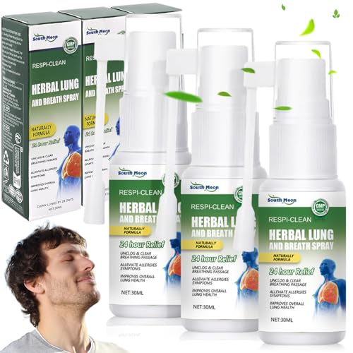 Herbal Lung Spray 3 Stück Lungenreinigung Spray Atementgiftendes Kräuterlungenreinigungsspray Herbal Lung Cleansing Spray für Den Täglichen Gebrauch Geeignet