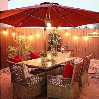 Abba Patio 11 ft Solar Lights Patio Offset Hanging Umbrella Cantilever Umbrella with Easy Tilt & Cross Base for Garden, Deck, Backyard, Pool, Red