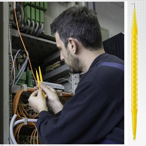 Image of Daifunli 15 Pcs Probe Pick Spudger Tools Bulk Nylon with L-Shaped Wire Hook 7 inch Length for Telecom Data Communication and Alarm Installers (Yellow)