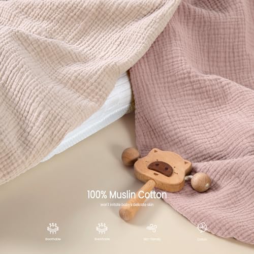 Image of lulumoon Muslin Bassinet Sheets for Baby: Soft Bedside Sleeper Bassinet Fitted Sheets for Boys and Girls