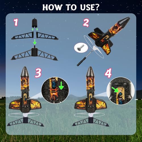 Image of Rocket Launcher for Kids - 200 Ft of Flight Altitude, Model Rocket with Launch Set, Rockets Outdoor Toys with Safely Parachute, Easter Birthday Toys for Boys & Girls Ages 5 6 7 9 10 12 8-13 Years Old