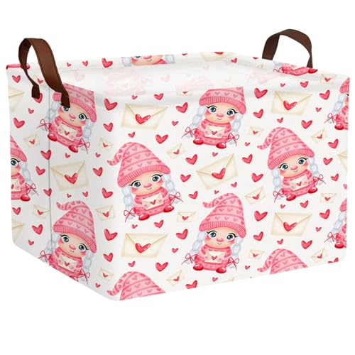 Image of Cute Heart Valentine's Day Basket Gifts Empty Storage Basket for Kid and Baby Room Decor (Elf Envelope Love)