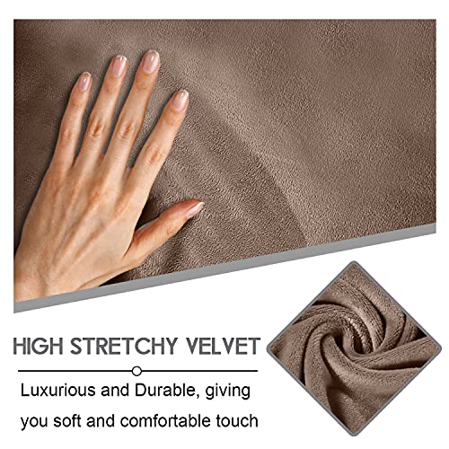 Image of ULTICOR Velvet 8-Pieces Recliner Sofa Covers Stretch Reclining Couch Covers for 3 Cushion Reclining Sofa Slipcovers Furniture Covers Thick Soft Washable (3 Seater Recliner Cover, Sand)
