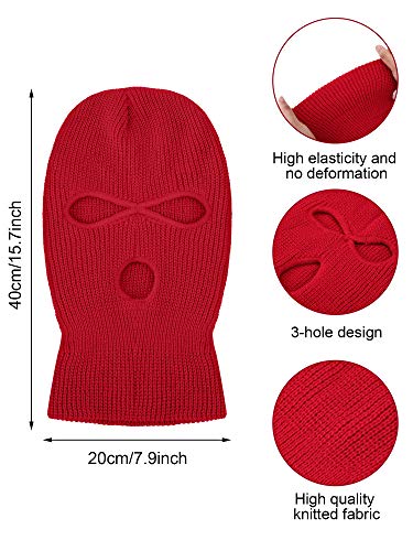 Image of SATINIOR 3 Holes Ski Mask Full Face Cover Outdoor Balaclava Winter Knitted Neck Gaiter for Halloween Sports Cycling
