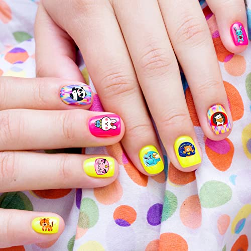 Qpout Gemischt Tier Nagel Aufkleber Abziehbilder (600 Muster), Katze Panda Alpaka Dinosaurier Hund Hase Igel Tiger 3D Selbstklebende Nageldekoration für Mädchen Kinder