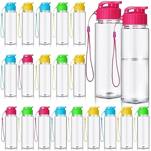 Mifoci 20 Pieces Water Bottle Bulk Plastic Water Bottles Bulk Gym Sports Adults Reusable Large Water Bottles with Leak Proof Flip Top for Party Outdoor(17 oz,Colorful) Cover