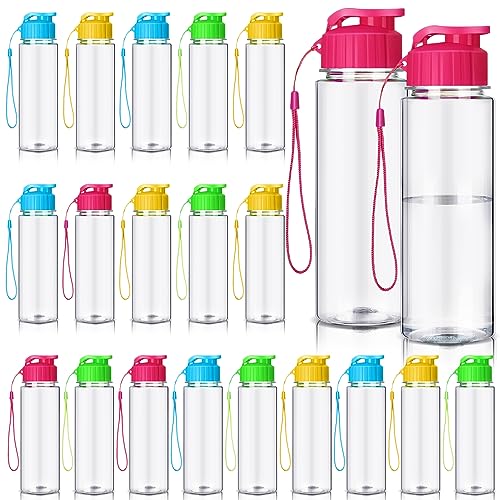 Mifoci 20 Pieces Water Bottle Bulk 17 oz Plastic Water Bottles Bulk Gym Sports Adults Reusable Large Bottles with Leak Proof Flip Top for Party Outdoor (Regular Style,Colorful)
