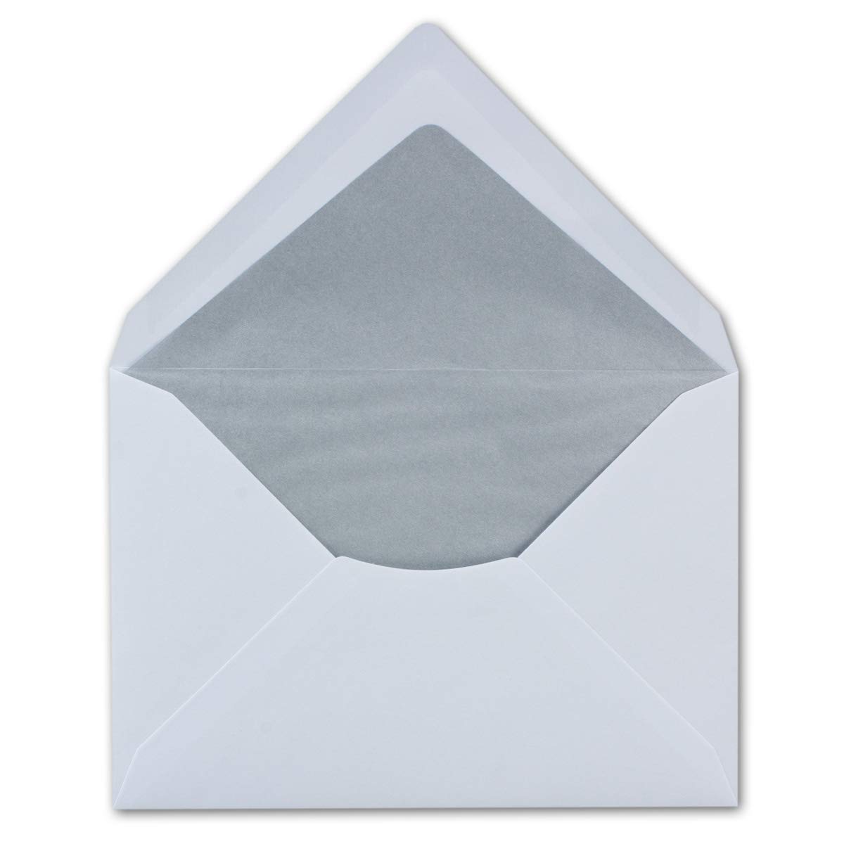 250x Briefumschläge Weiß DIN C6 gefüttert mit Seidenpapier in Silber 100 g/m² 11,4 x 16,2 cm mit Nassklebung ohne Fenster