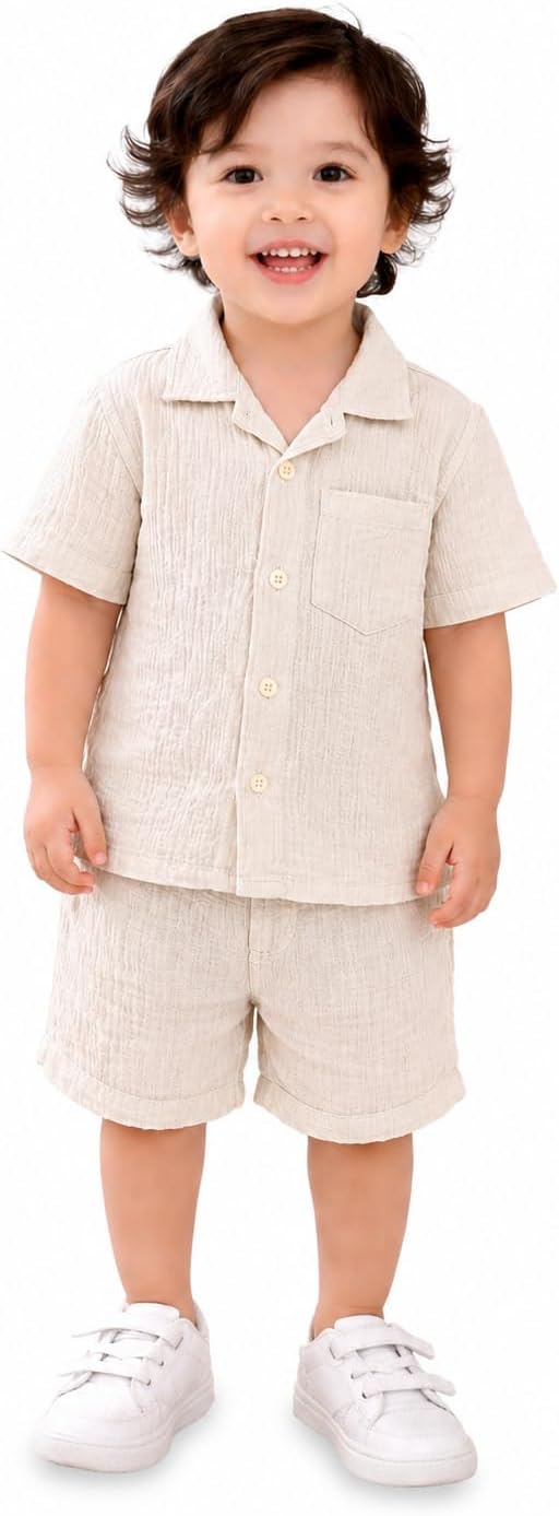 Kidbea® Cotton Shirt & Pant Co-ord Set for Kids | Elegant & Comfortable | Stylish Short-Sleeve Shirt with Bow & Comfy Shorts