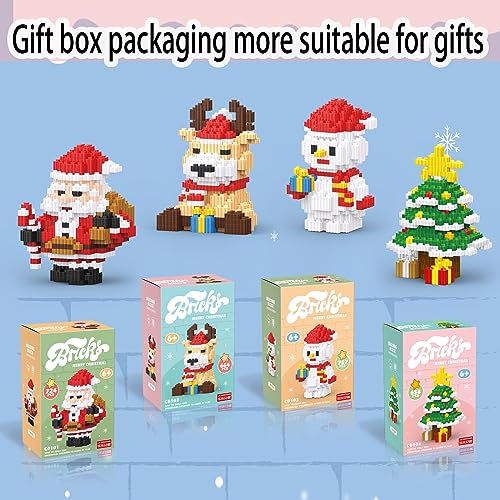 Image of Christmas Building Blocks Set 4 in 1 Compatible with Lego Christmas Micro Blocks Stacking New Toys Holiday Present Box New Year Birthday Gifts for Kids 7 8 9 10 11 12 Years Old (4IN 1)