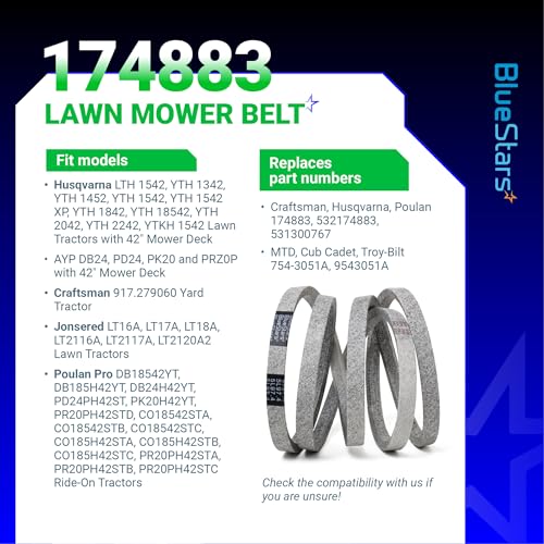 Image of BlueStars 174883 Mower Deck Drive Belt | Aramid Cord | 5 /8 inch x 97.4 inch