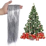 Binlava Lametta Weihnachtsbaum, 3000 Stränge Lametta Silber für Weihnachten, 47cm Lametta Girlande Christbaumschmuck, Quastenlametta für Festivals, Hochzeiten, Partys und Geburtstage
