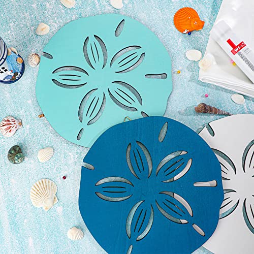 Jetec Sand Dollar Wall Decor 3 Pieces Beach Coastal Wall Art Wood Outdoor Ocean Sand Dollars Decor Art Teal Seafoam for Home Bathroom Decoration - Image 3