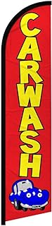 Infinity Republic - Car Wash (Red) Windless Full Sleeve Banner Swooper Flag - Perfect for Car Washes, Dealerships, Gas Stations etc!
